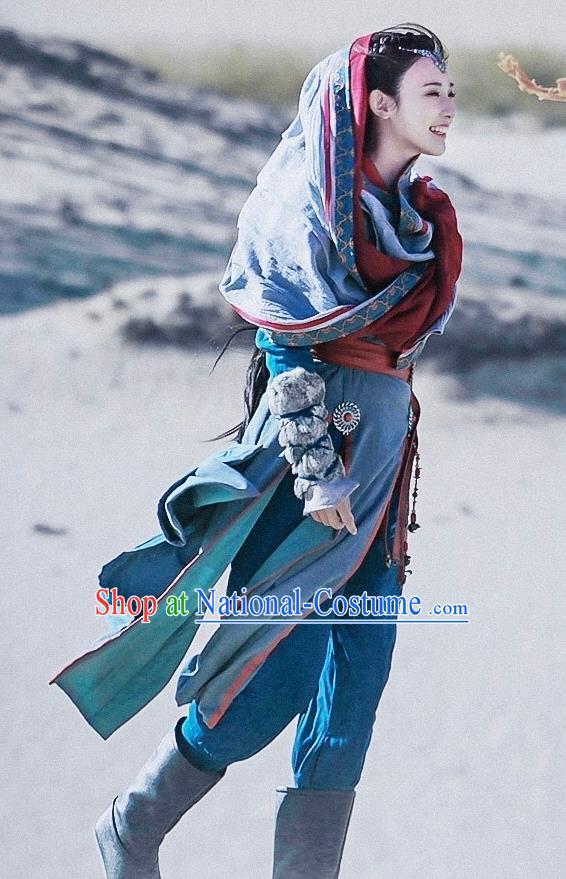 Chinese Ancient Drama Swordswoman Hanfu Dress Tang Dynasty Female Knight Embroidered Historical Costume for Women