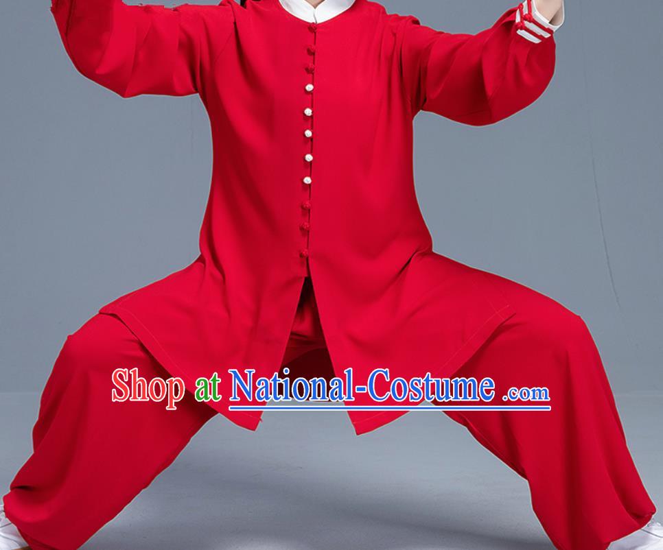 Asian Chinese Traditional Martial Arts Costume Tai Ji Kung Fu Training Red Uniform for Women