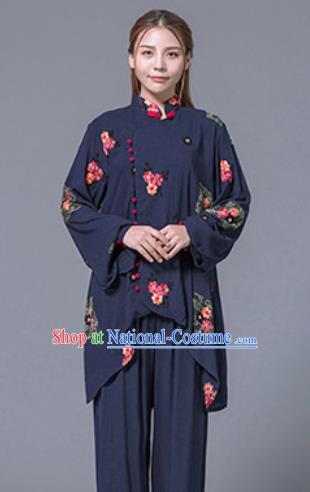 Asian Chinese Martial Arts Traditional Kung Fu Navy Costume Tai Ji Training Group Competition Uniform for Women