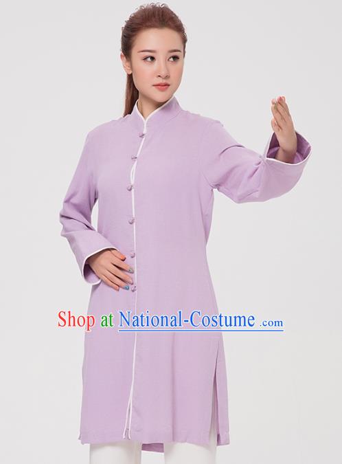 Asian Chinese Martial Arts Traditional Kung Fu Costume Tai Ji Training Purple Coat for Women