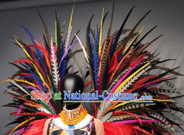 Top Grade Halloween Stage Performance Props Brazilian Carnival Colorful Feather Wings for Women