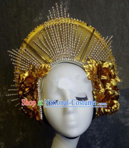 Top Grade Halloween Show Hair Accessories Brazilian Carnival Golden Hat Headwear for Women