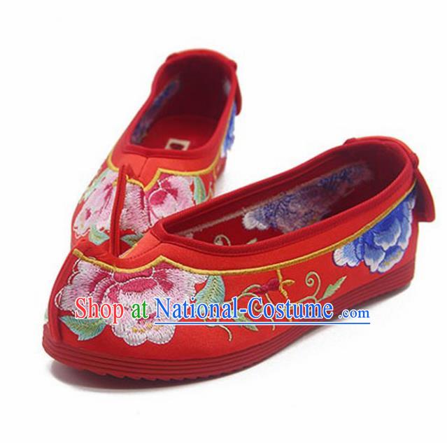 Chinese Ancient Princess Shoes Traditional Wedding Red Cloth Shoes Hanfu Shoes Embroidered Shoes for Women