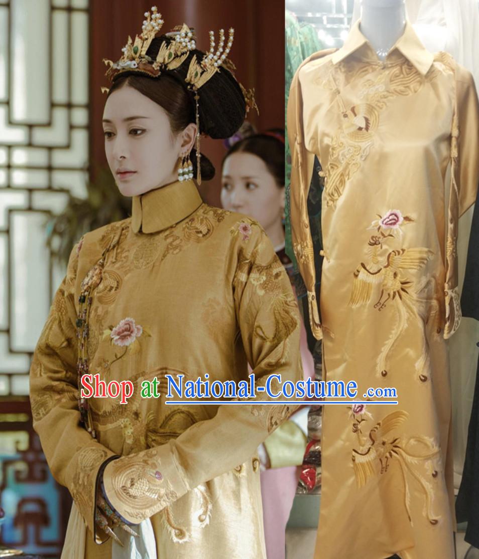 Qing Dynasty Empress Garment Long Robe Clothing for Women