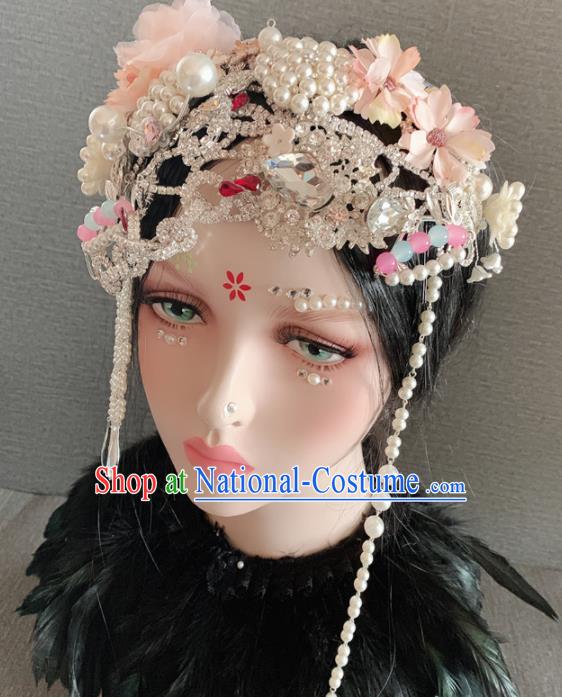 Chinese Handmade Queen Crystal Hair Accessories Halloween Modern Fancywork Headwear for Women