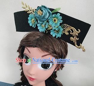 Chinese Handmade Qing Dynasty Princess Hair Accessories Ancient Palace Green Peony Hair Clasp for Women