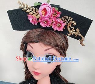 Traditional Chinese Handmade Qing Dynasty Hair Accessories Ancient Palace Princess Pink Peony Hair Clasp for Women