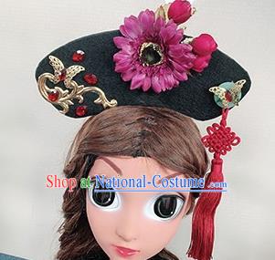 Traditional Chinese Qing Dynasty Princess Hair Accessories Handmade Ancient Purple Flower Hair Clasp for Women