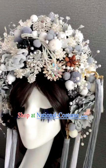 Handmade Chinese Ancient Queen Luxury Hair Accessories Halloween Modern Fancywork Headwear for Women