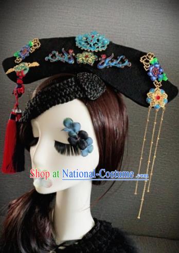 Traditional Chinese Qing Dynasty Queen Headwear Ancient Palace Phoenix Hair Accessories for Women