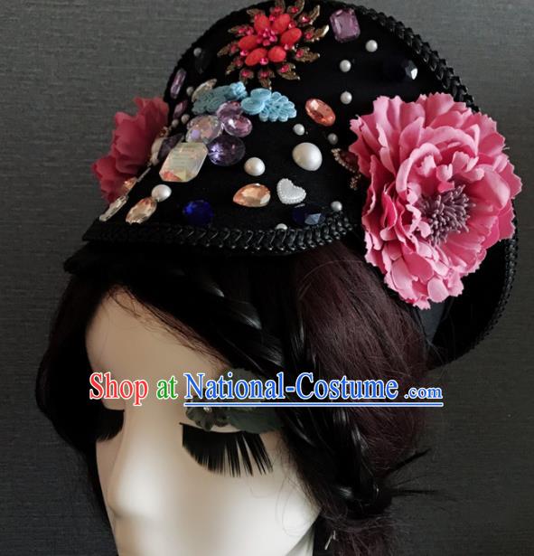 Traditional Chinese Qing Dynasty Manchu Imperial Consort Headwear Ancient Palace Queen Hair Accessories for Women