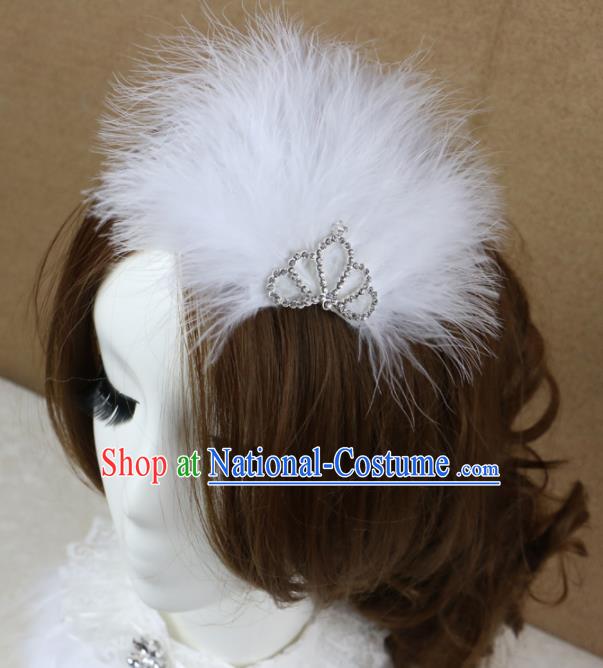 Top Grade Princess White Feather Hair Accessories Gothic Bride Hair Stick Headwear for Women