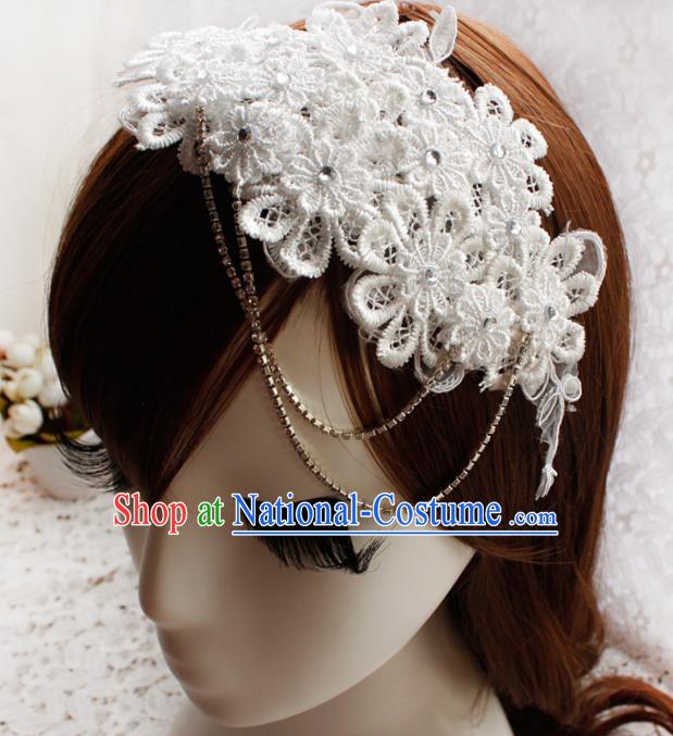 Top Grade Princess White Lace Hair Accessories Bride Hair Stick Headwear for Women