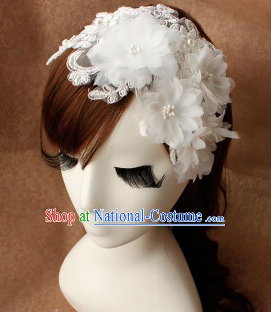 Top Grade Bride White Flowers Lace Hair Stick Headwear Princess Hair Accessories for Women