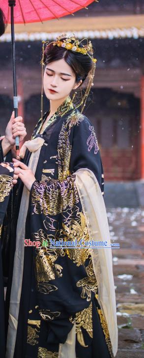 Chinese Ancient Queen Black Hanfu Dress Traditional Tang Dynasty Palace Empress Costume for Women