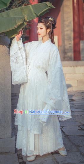 Chinese Ancient Imperial Consort White Hanfu Dress Traditional Jin Dynasty Court Lady Historical Costume for Women