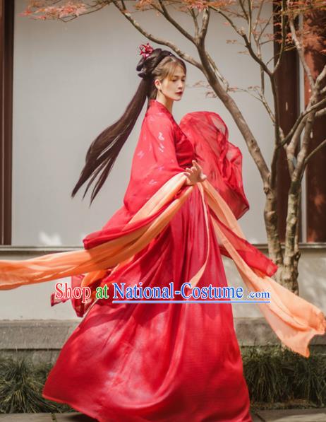 Chinese Ancient Wedding Red Hanfu Dress Traditional Tang Dynasty Princess Historical Costume for Women