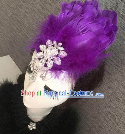 Top Grade Halloween Purple Feather Hair Stick Headwear Brazilian Carnival Hair Accessories for Women