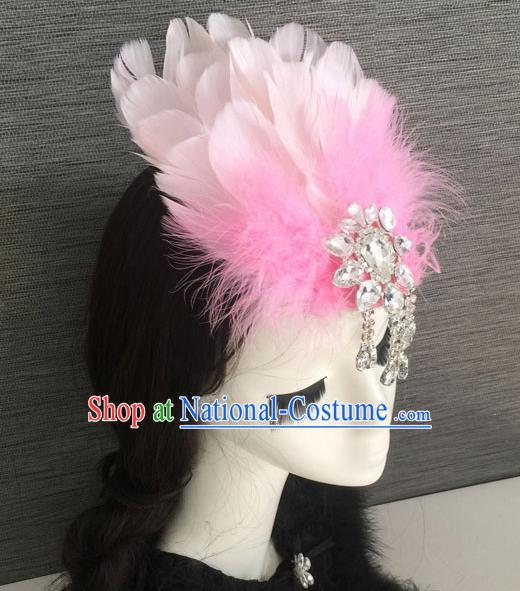 Top Grade Halloween Pink Feather Hair Stick Headwear Brazilian Carnival Hair Accessories for Women