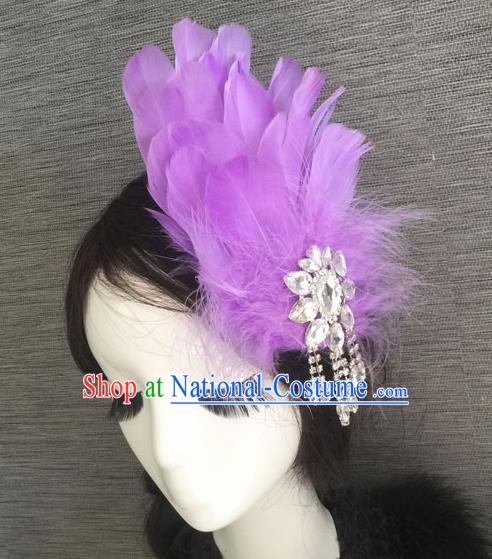 Top Grade Halloween Violet Feather Hair Stick Headwear Brazilian Carnival Hair Accessories for Women