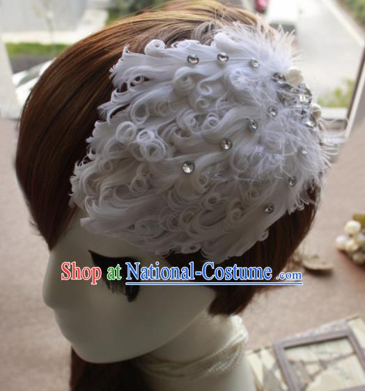 Top Grade Halloween White Feather Hair Stick Headwear Brazilian Carnival Hair Accessories for Women