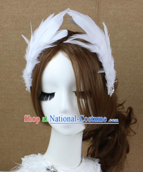 Top Grade Bride White Feather Hair Stick Headwear Brazilian Carnival Hair Accessories for Women