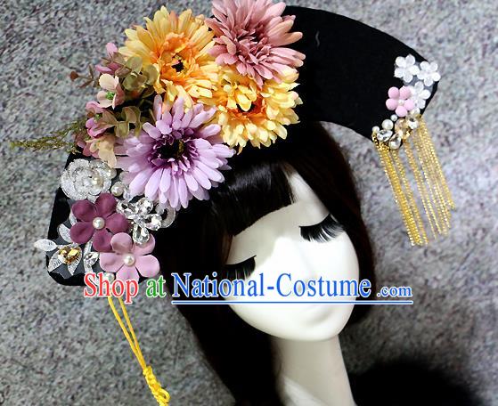 Chinese Ancient Palace Headwear Traditional Qing Dynasty Manchu Hair Accessories for Women