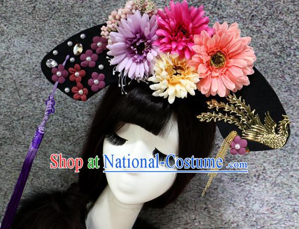 Chinese Ancient Palace Headwear Traditional Qing Dynasty Manchu Flowers Hair Accessories for Women