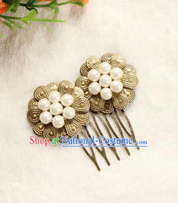 Chinese Ancient Princess Golden Hair Comb Traditional Han Dynasty Palace Hair Accessories for Women