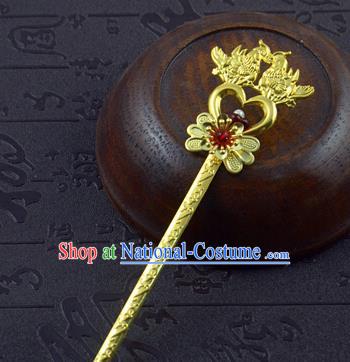 Chinese Ancient Wedding Bride Golden Mandarin Duck Hairpins Traditional Palace Hanfu Hair Accessories for Women