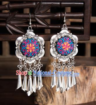 Top Grade Chinese Traditional Ethnic Accessories Miao Nationality Embroidered Earrings for Women