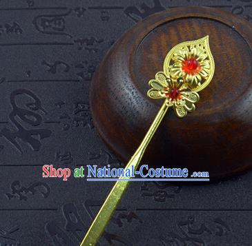 Chinese Ancient Wedding Bride Golden Hairpins Traditional Palace Hanfu Hair Accessories for Women