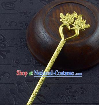 Chinese Ancient Bride Golden Hairpins Traditional Palace Hanfu Wedding Hair Accessories for Women