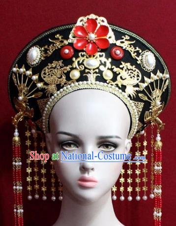 Chinese Ancient Empress Headwear Hat Traditional Qing Dynasty Queen Hair Accessories for Women