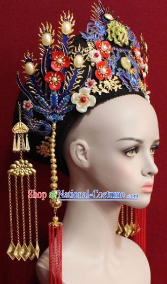 Chinese Ancient Empress Headwear Cloisonne Butterfly Hat Traditional Qing Dynasty Queen Hair Accessories for Women