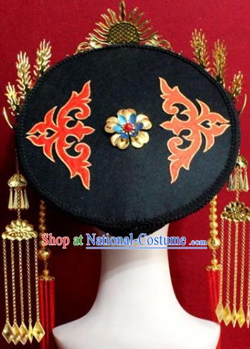 Chinese Ancient Empress Headwear Cloisonne Butterfly Hat Traditional Qing Dynasty Queen Hair Accessories for Women