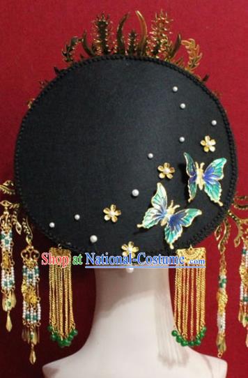 Chinese Ancient Empress Headwear Cloisonne Phoenix Hat Traditional Qing Dynasty Queen Hair Accessories for Women