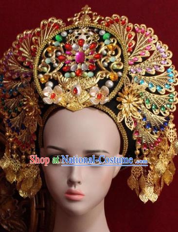 Handmade Thailand Traditional Hair Accessories Ancient Queen Crystal Royal Crown for Women