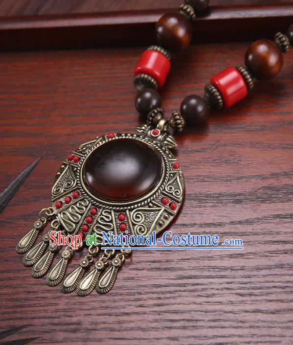 Handmade Chinese Ethnic Tibetan Necklace Traditional Zang Nationality Necklet Accessories for Women