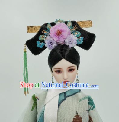 Chinese Ancient Qing Dynasty Manchu Princess Headwear Traditional Palace Hair Accessories for Women