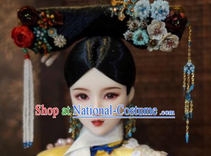 Chinese Ancient Qing Dynasty Manchu Princess Tassel Headwear Traditional Palace Hair Accessories for Women