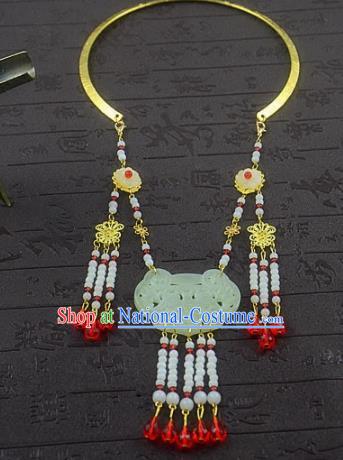 Handmade Chinese Hanfu Jade Necklace Traditional Ancient Princess Necklet Accessories for Women