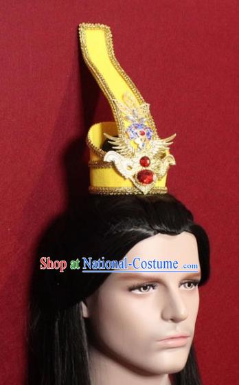 Handmade Chinese Han Dynasty Prince Golden Hairdo Crown Traditional Ancient Swordsman Hair Accessories for Men