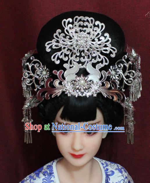 Chinese Ancient Wedding Phoenix Coronet Hairpins Traditional Ethnic Queen Hair Accessories for Women