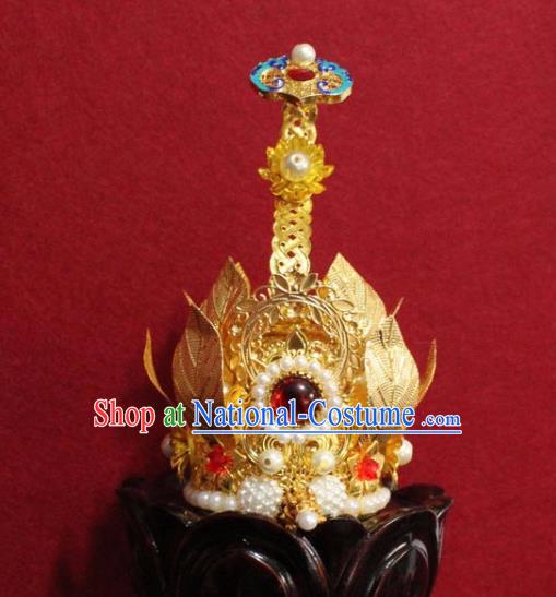 Handmade Chinese Taoism Blueing Hairdo Crown Traditional Ancient Taoist Swordsman Hair Accessories for Men