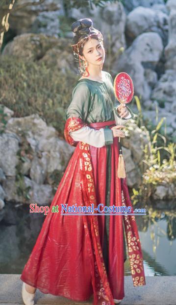 Chinese Traditional Tang Dynasty Imperial Consort Hanfu Dress Ancient Palace Dancer Costume for Women