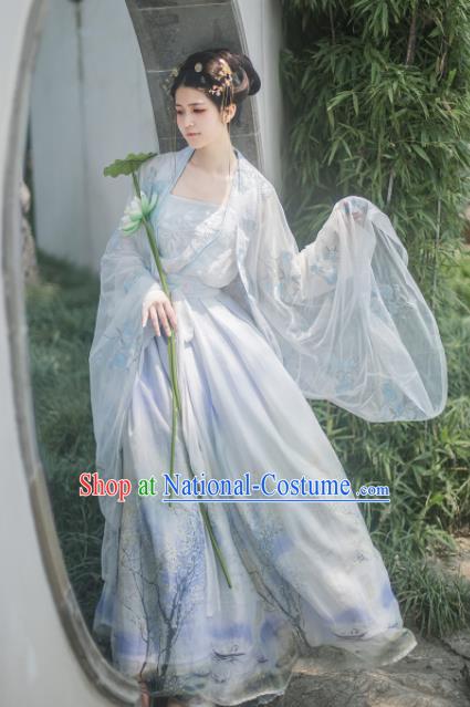 Chinese Tang Dynasty Imperial Consort Hanfu Dress Ancient Peri Princess Historical Costume for Women