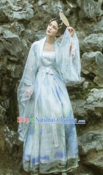 Chinese Tang Dynasty Imperial Consort Hanfu Dress Ancient Peri Princess Historical Costume for Women