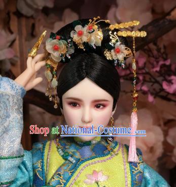 Chinese Ancient Manchu Court Lady Tassel Headwear Traditional Qing Dynasty Palace Hair Accessories for Women