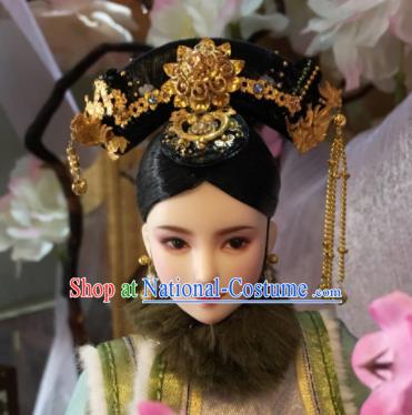 Chinese Ancient Manchu Imperial Consort Tassel Headwear Traditional Qing Dynasty Palace Hair Accessories for Women